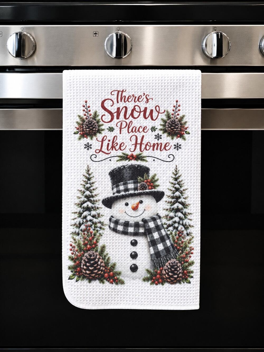 There’s Snow Place Like Home Snowman Winter Kitchen Towel Farmhouse Decor